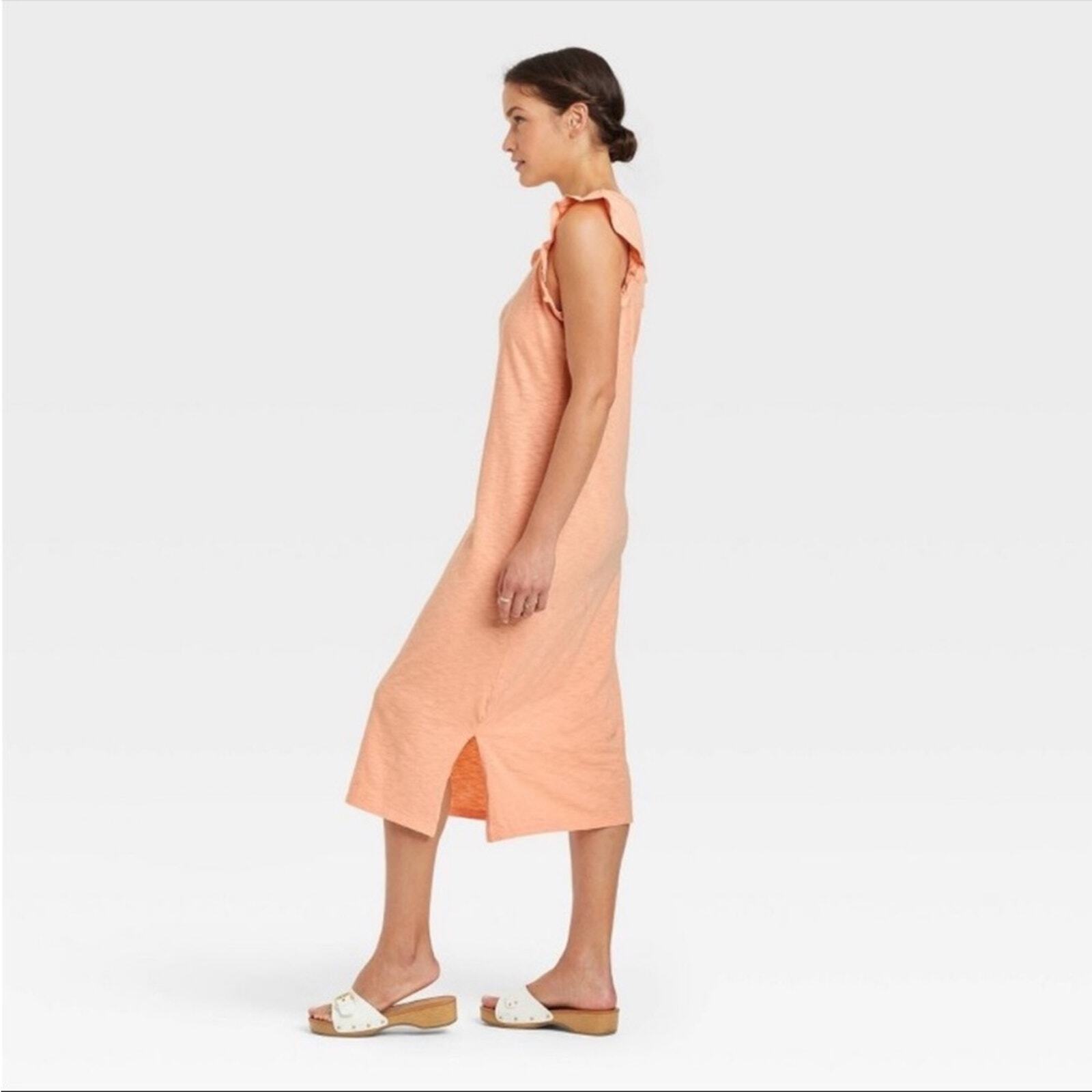 Universal Thread Womens Maxi T Shirt Dress Peachy Size Large Orange Sleeveless