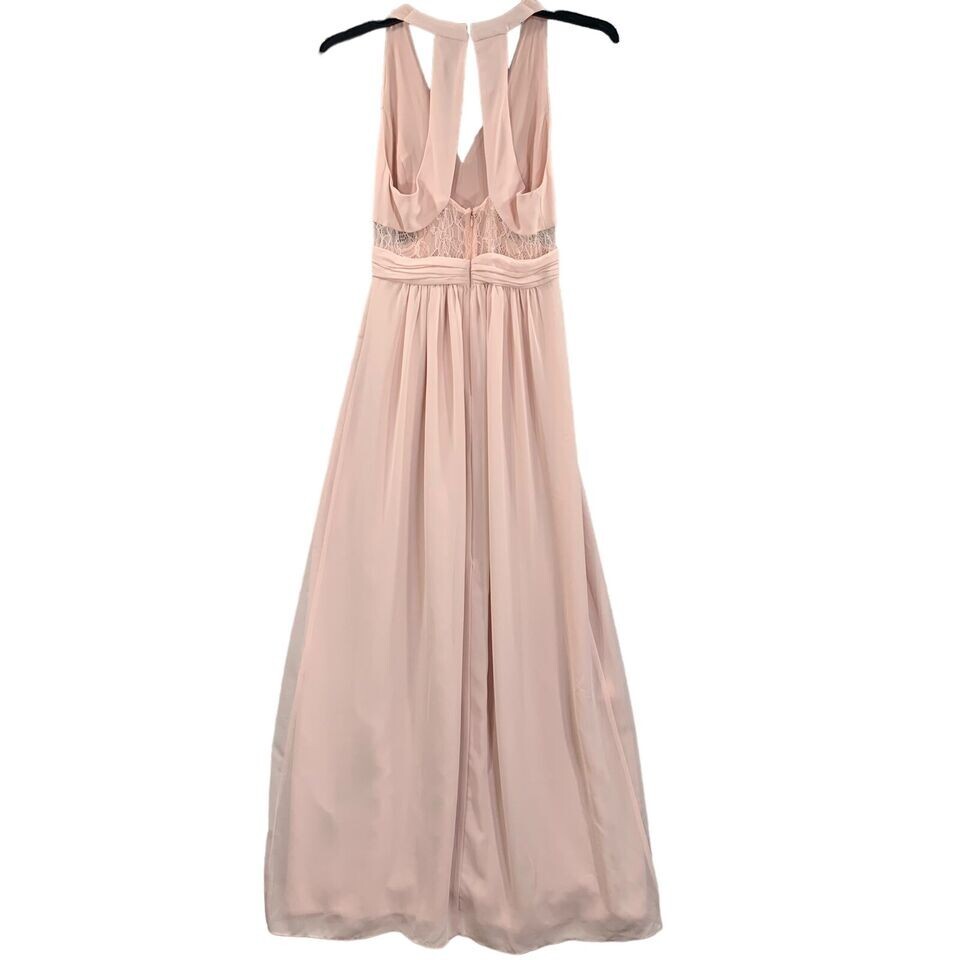 NWT BCBG SIZE 8 Pleated Lace Insert V-Neck Maxi Gown Dress MSRP $138