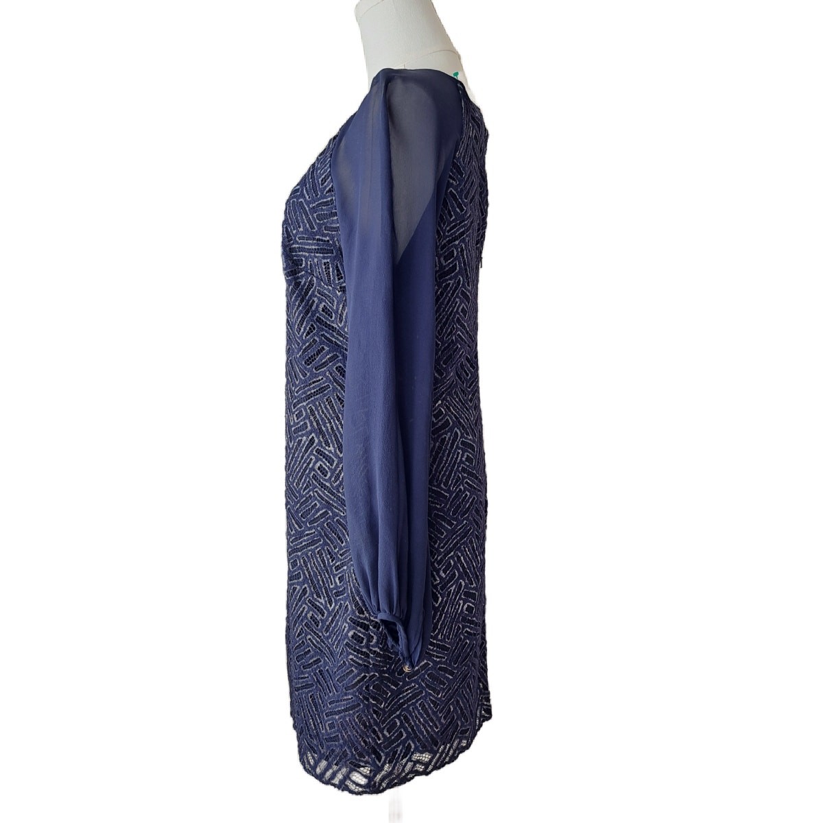 LILLY PULITZER Carleigh Tunic Mini Party Dress Bamboo Lace Navy Silver SZ 4