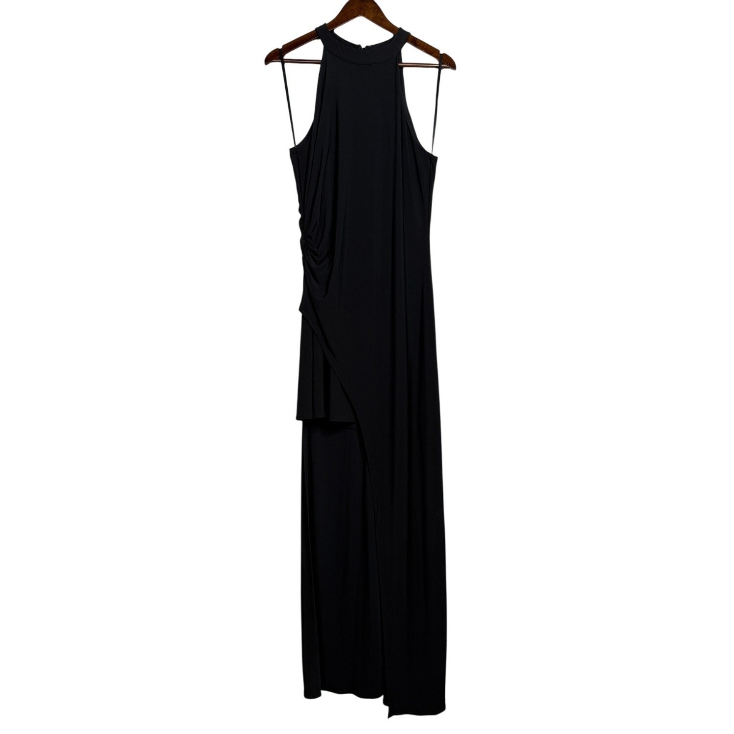 Laundry by Shelli Segal Sleeveless Mock Neck High Low Gown Back Zip Up 10 Black