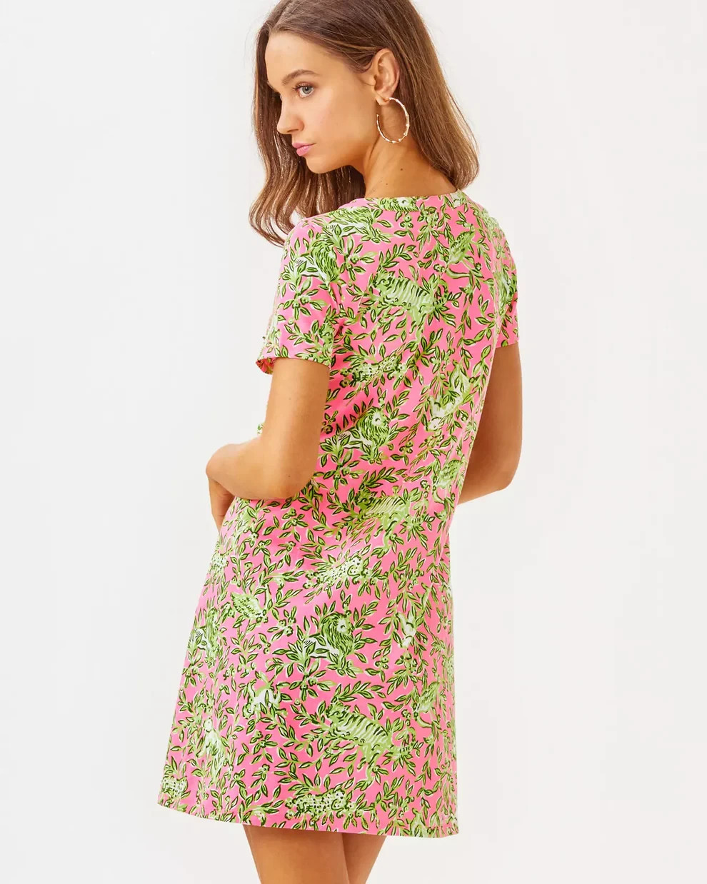 Lilly Pulitzer Dev T-Shirt Dress Rousseau Pink Mane Character Energy Sz L