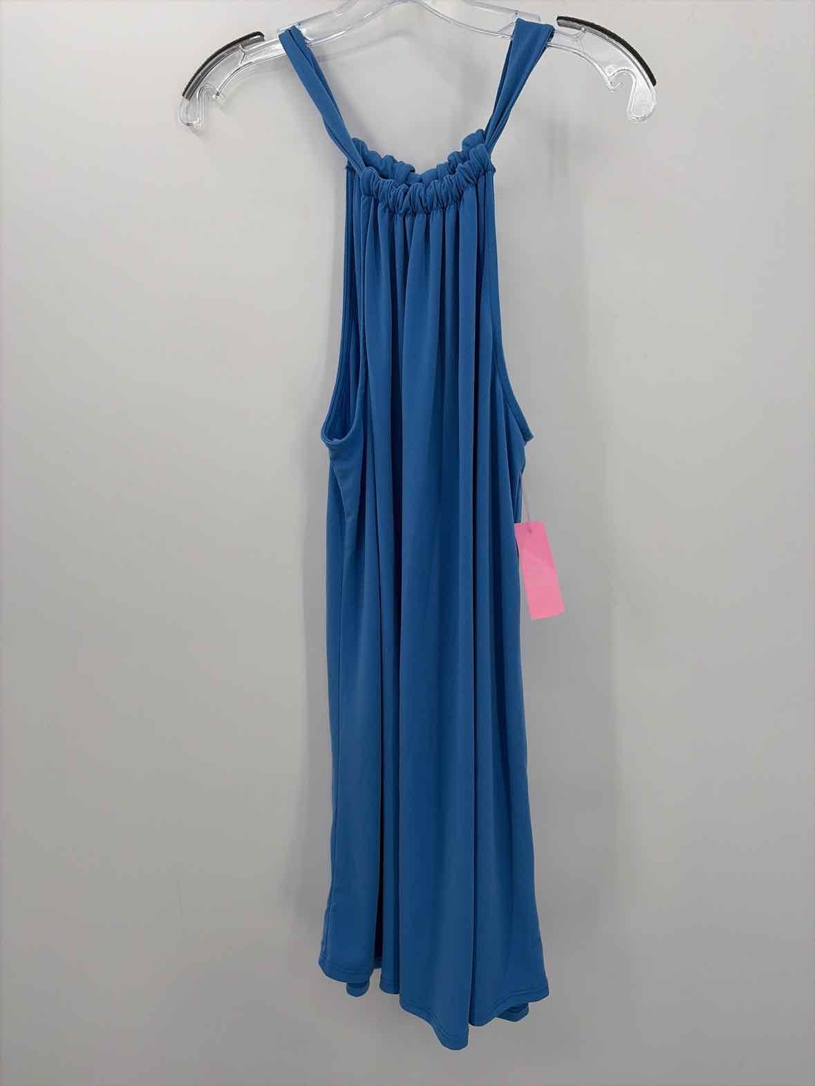 Pre-Owned Green Envelope Blue Size Medium Short Sleeveless Dress
