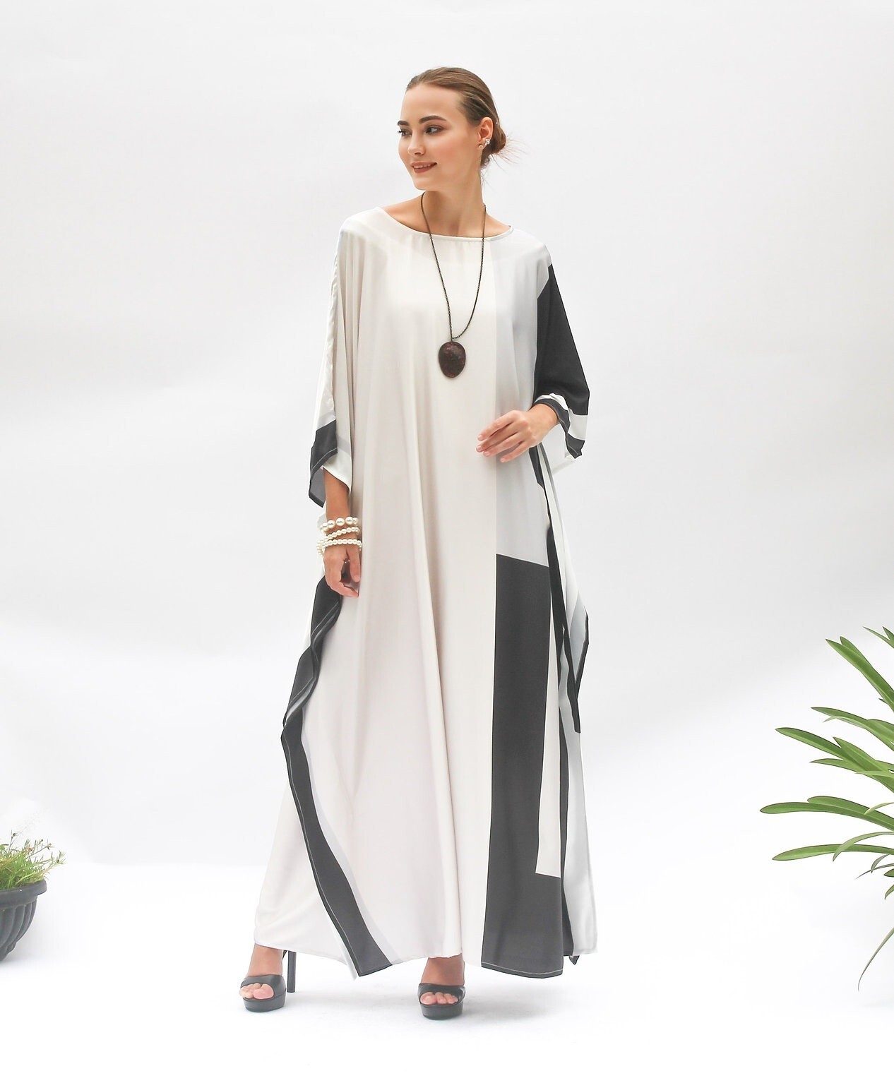 Soft Satin Silk Kaftan, Designer Kaftan For Women, Gift For Wife J5824