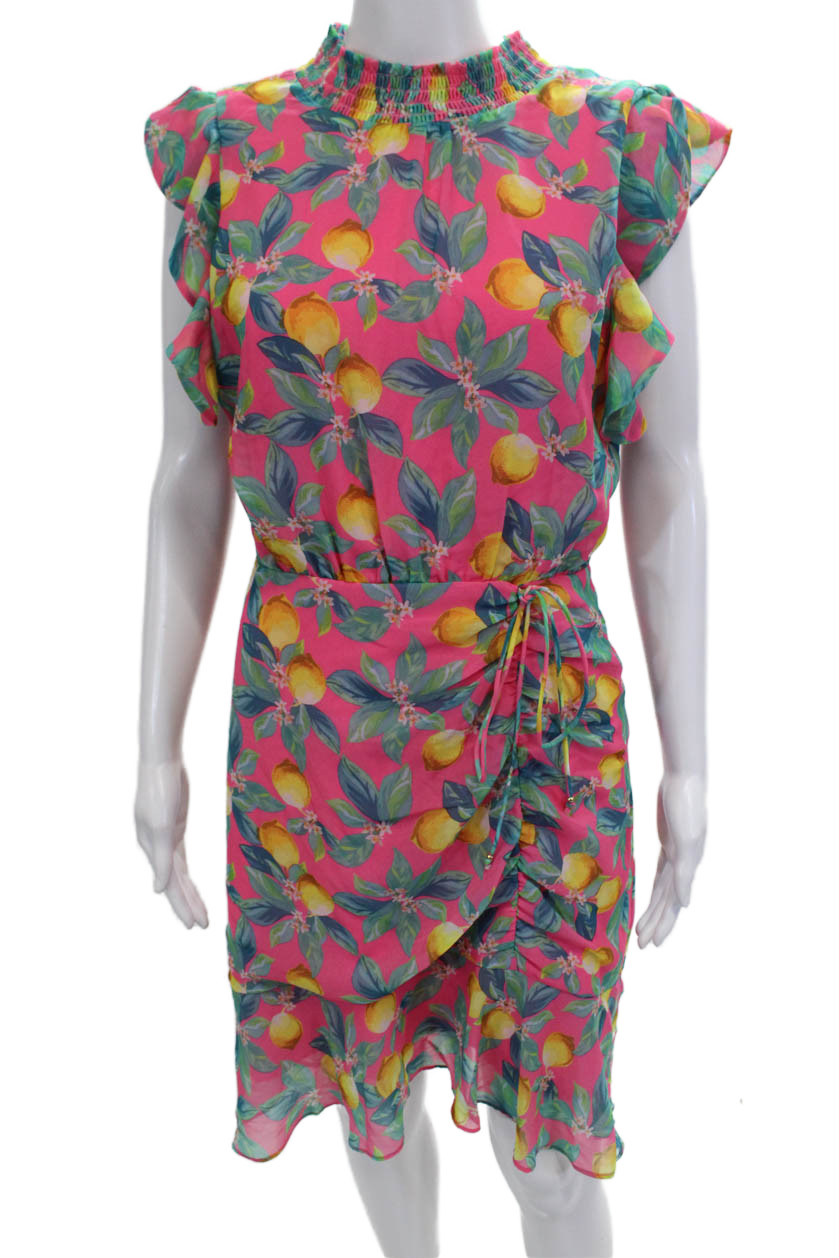 Sam Edelman Women Pink Floral Short-Sleeve Shift Dress Knee-Length Size 8