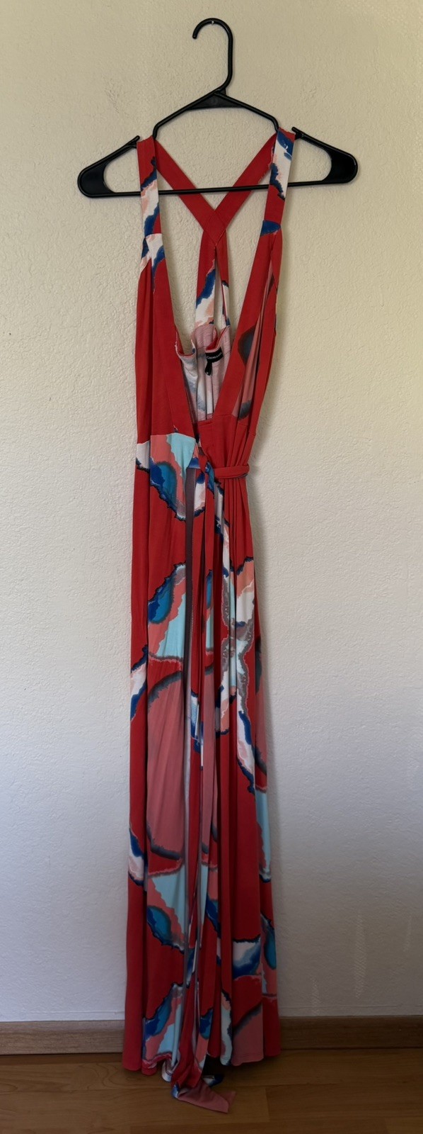 Karina Grimaldi Revolve Medium Maxi Wrap Dress Red White Blue Coral Moon