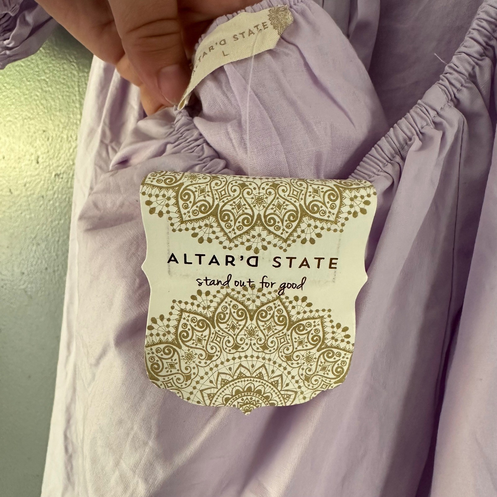 Altar’d State Lavender Purple Open Back Bubble Sleeve Mini Dress NWT LARGE