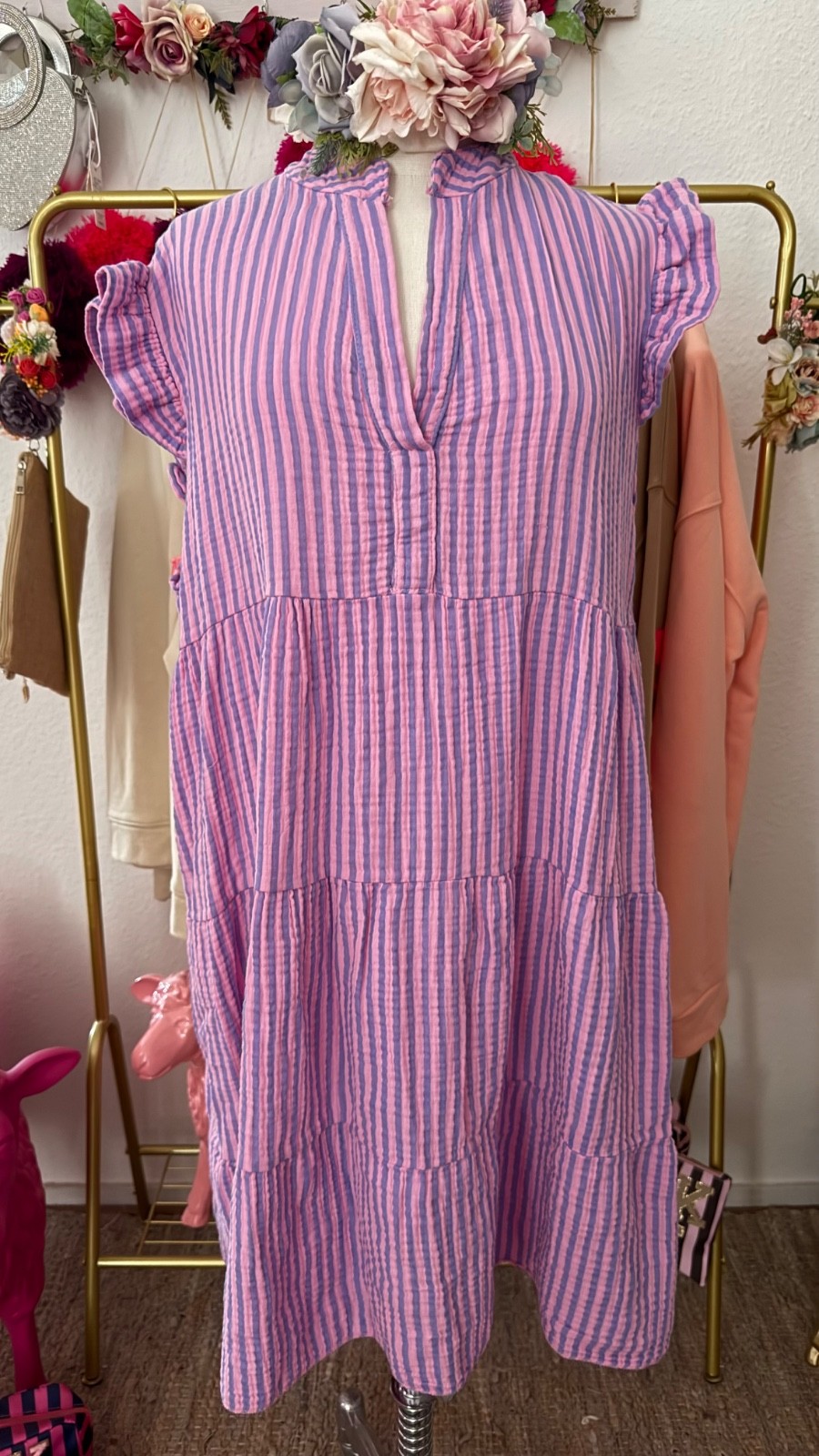 Hippie tunic dress mini smock muslin 36,38,40,42 new