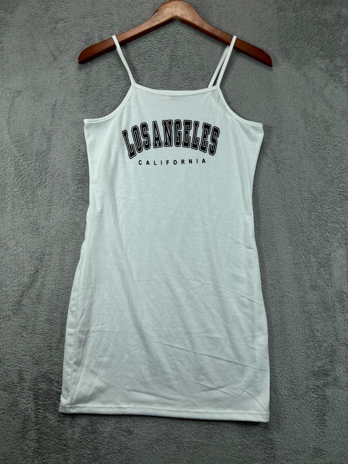 California Los Angeles 160 Mini T Shirt Dress Womens Small White Sleeveless