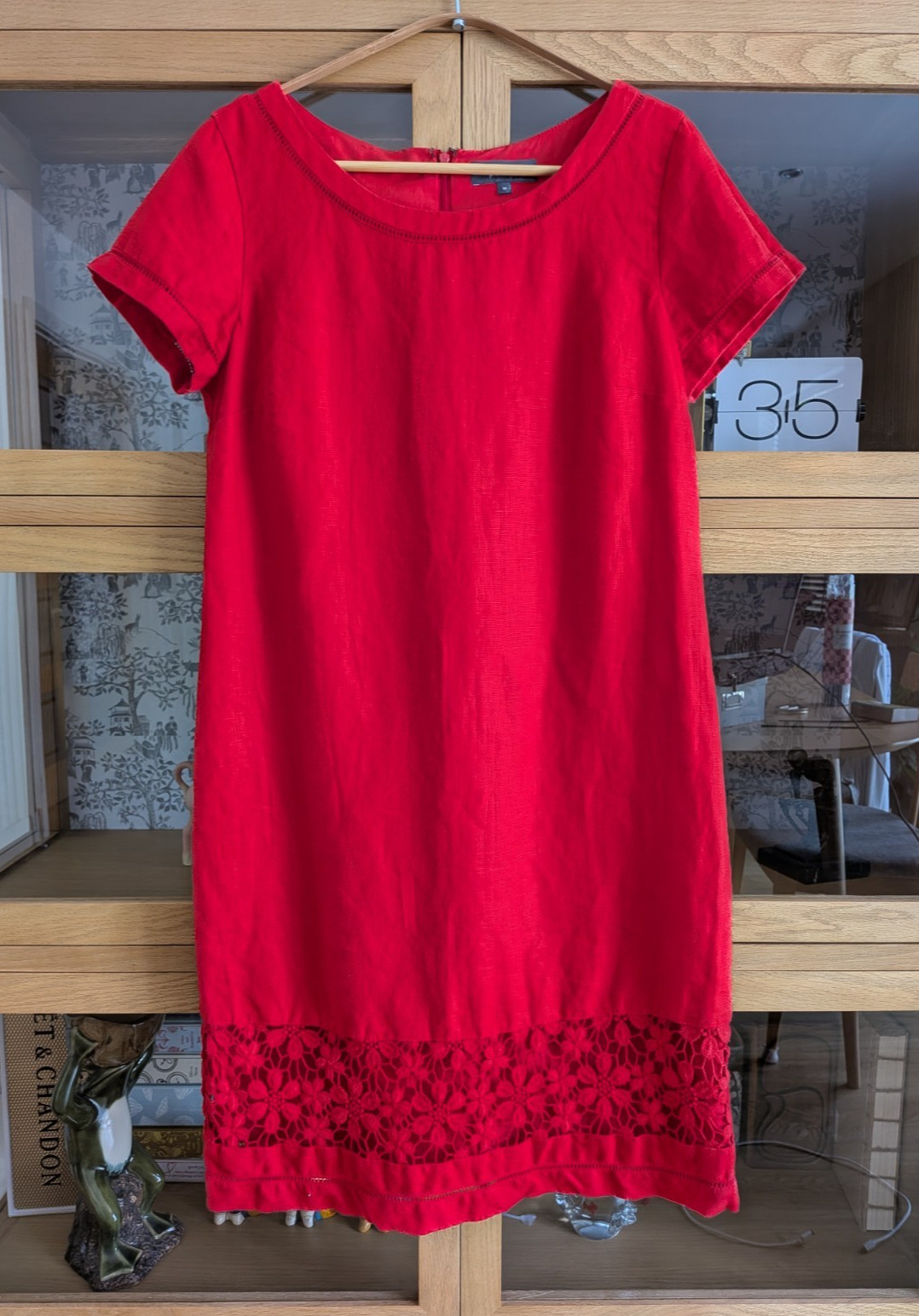 Per Una Y2K linen shift dress embroidered hemline size 10 Marks & Spencer