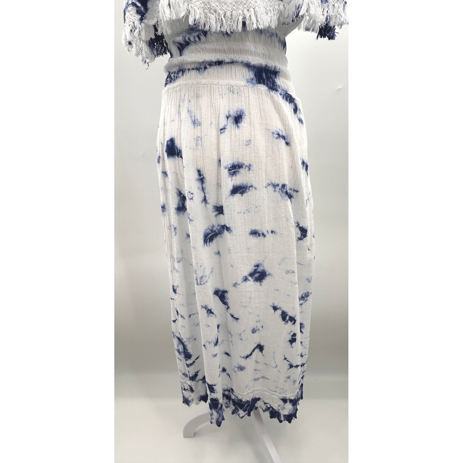 Vintage Seaspice Peruvian Cotton Tie Dye Off Shoulder Maxi Dress Small Coastal