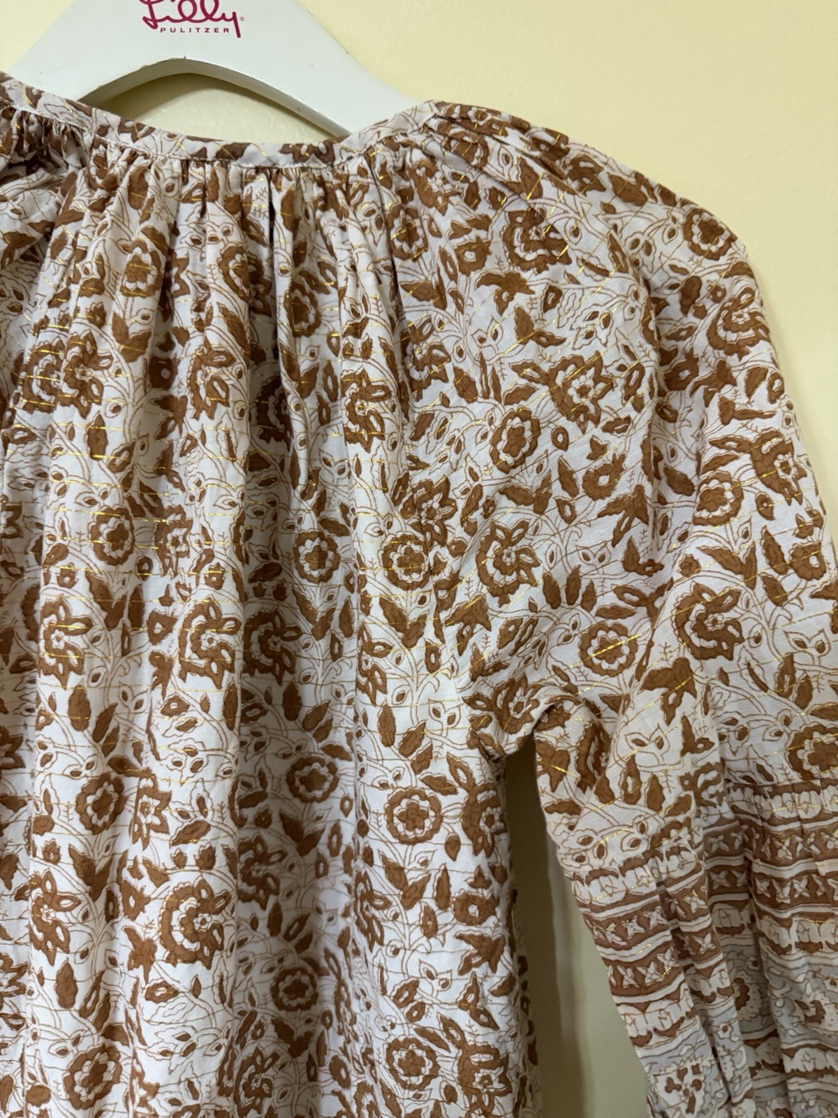 Cleobella Rosy Mini Dress XS Tamil Block Print Blouson Sleeves Cottagecore Boho
