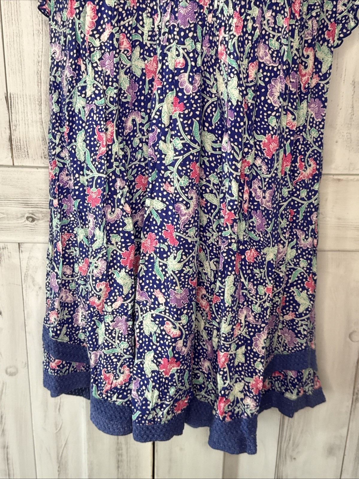 POUPETTE ST BARTH SASHA MINI DRESS SIZE LARGE BLUE PINK FLORAL FLUTTER SLEEVE