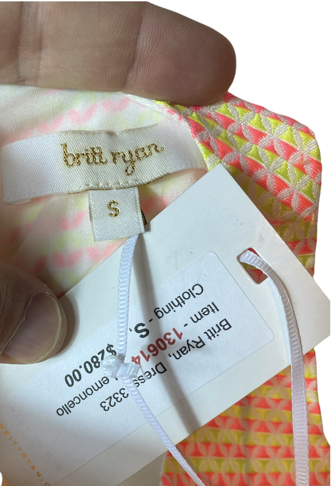 Small Britt Ryan Neon Sheath Sleeveless Dress Pink Yellow Geometric Pockets NWT