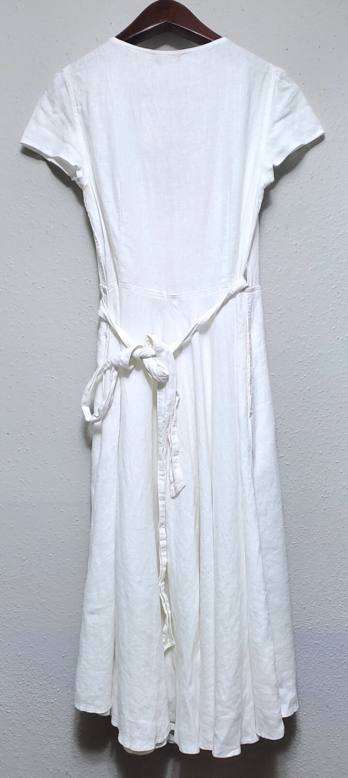 $198 POLO Ralph Lauren 100% White Linen Womens Wrap Maxi Linen Tie Dress
