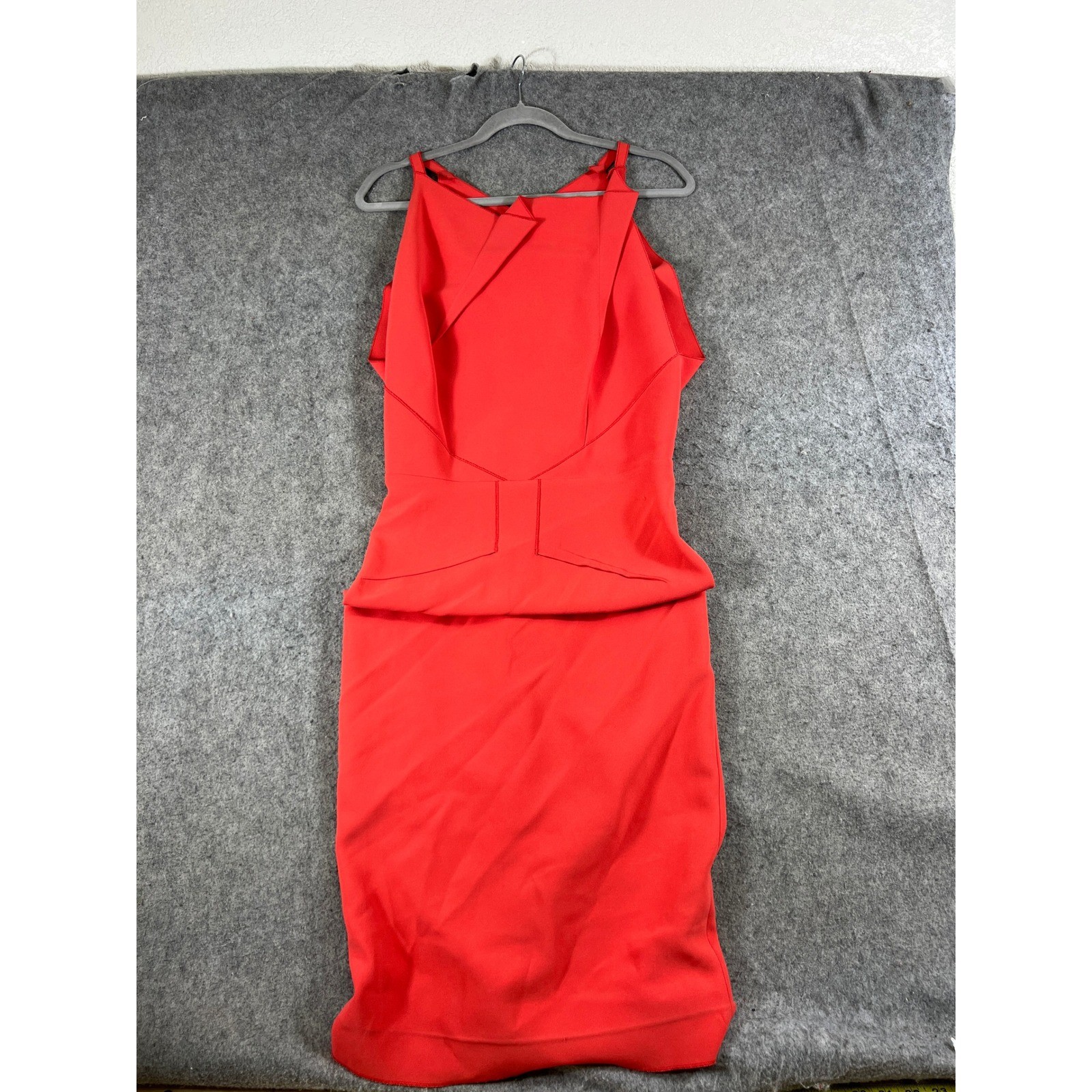 Roland Mouret Red Sleeveless Cut-Out Back Midi Dress Minimalist France Size 6