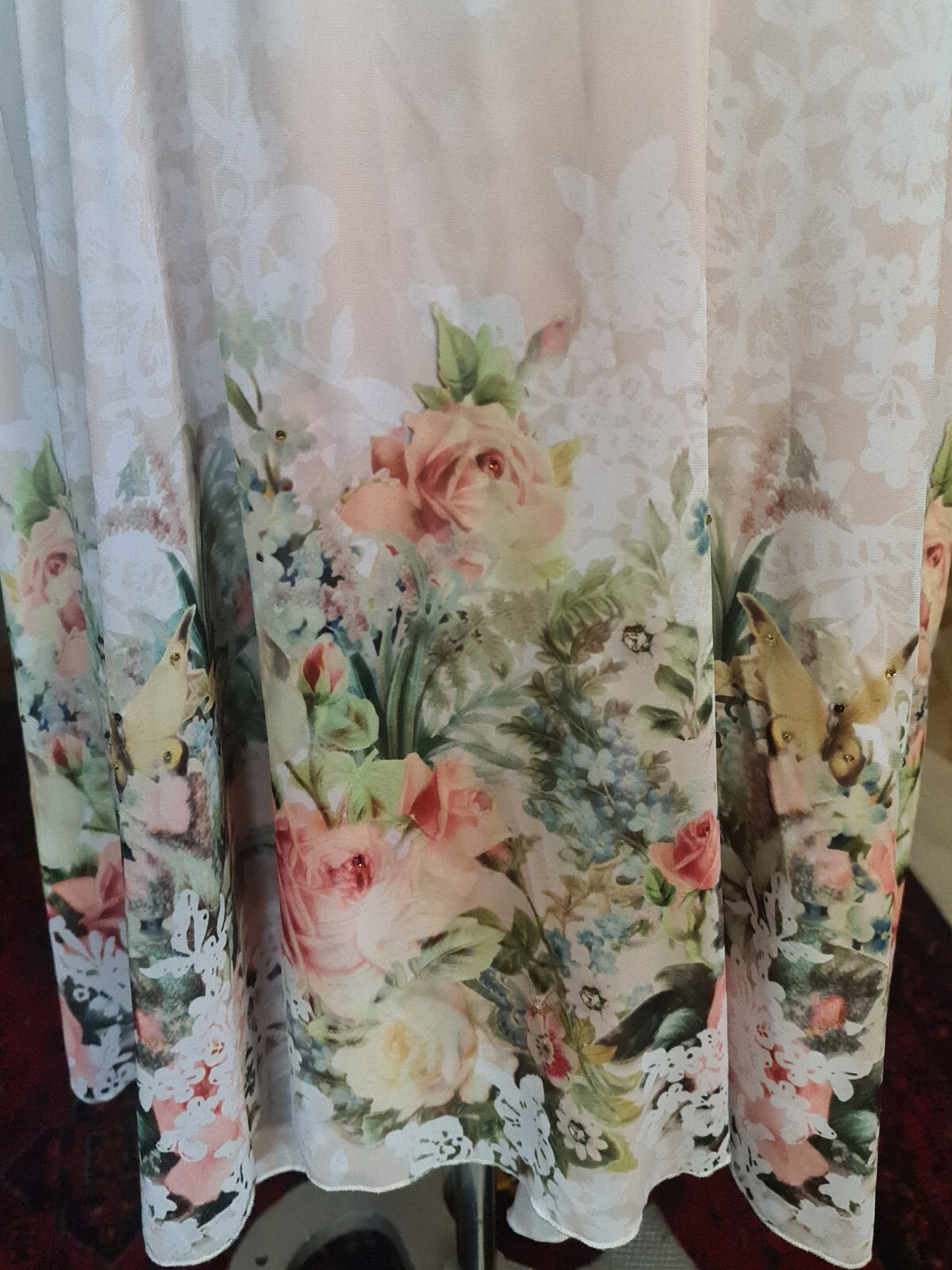 Michal Negrin Great Wrap White Dress Floral Pattern With Slip- Size “M”