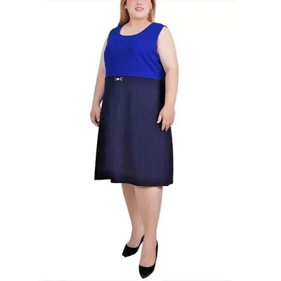 NY Collection Women’s Plus Size 3/4 Sleeve 2 Piece Dress in Royal Blue, Size 20W