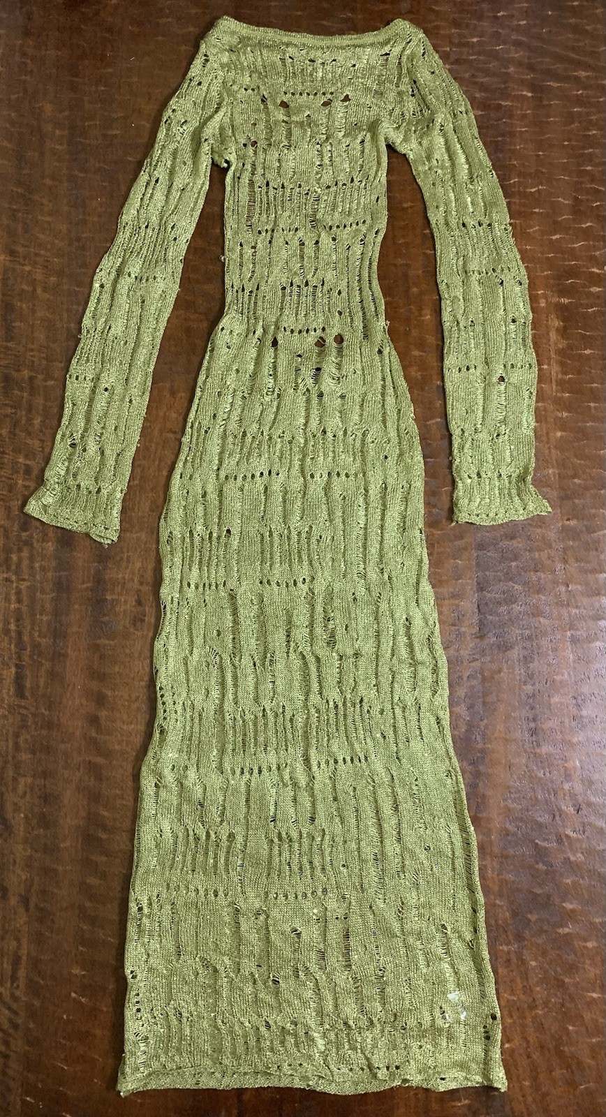 Jaded London Size Medium Umbra Moss Green Knit Metallic Long Sleeve Maxi Dress