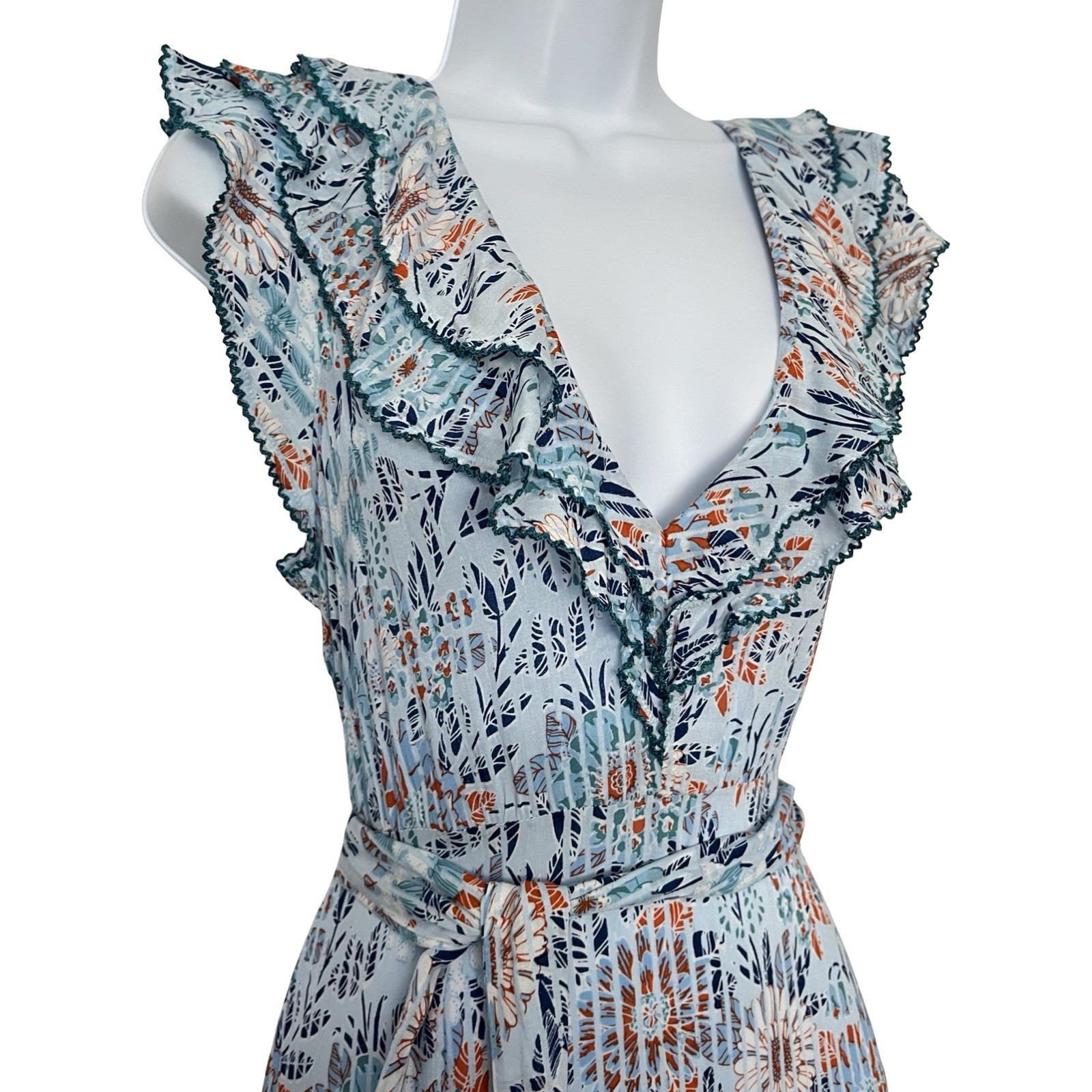 Poupette St Barth Delia Tiered Ruffle Maxi Dress Size M Jardin Floral Feminine