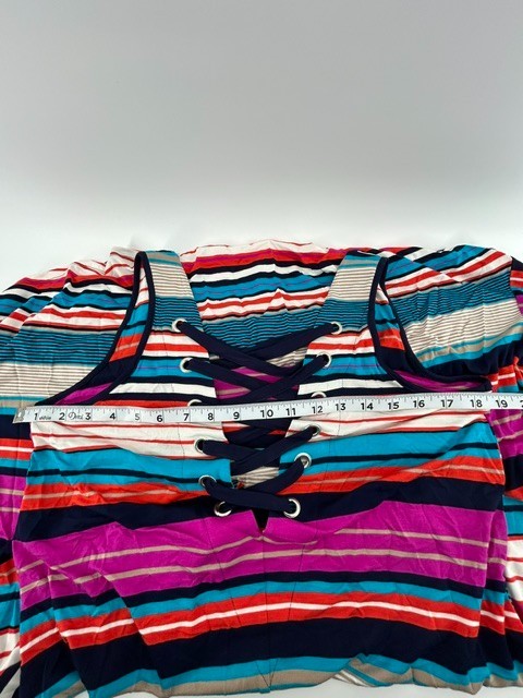 Spense Multi-colored Striped Knit Dress Size Large Lace-up Grommet Neckline