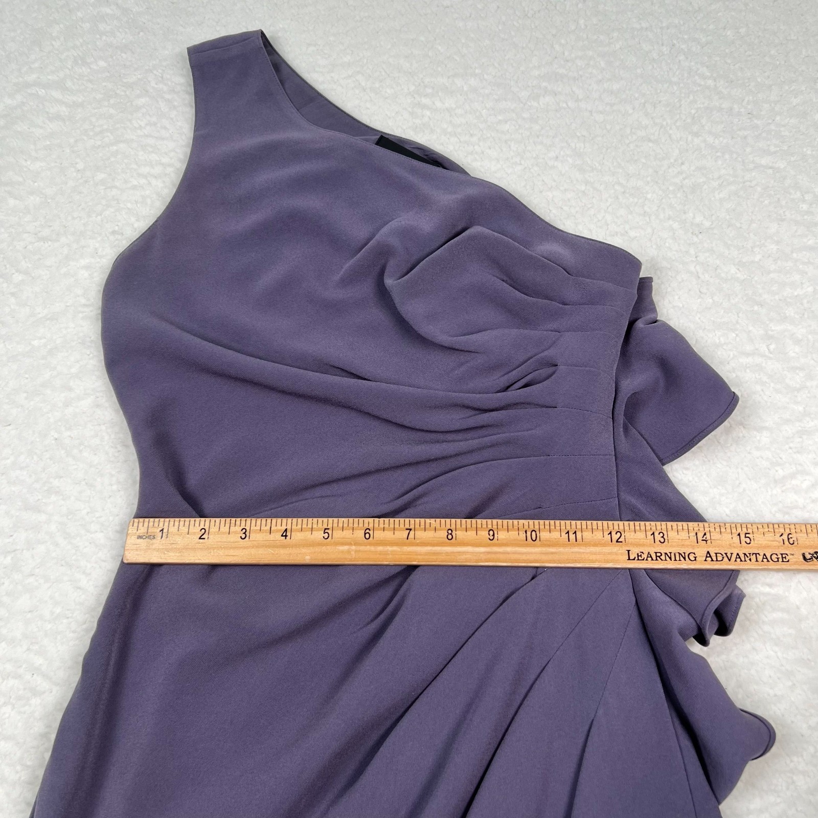 St John Couture One Shoulder Draped Maxi Gown Dress Size 2 Purple Silk Lined