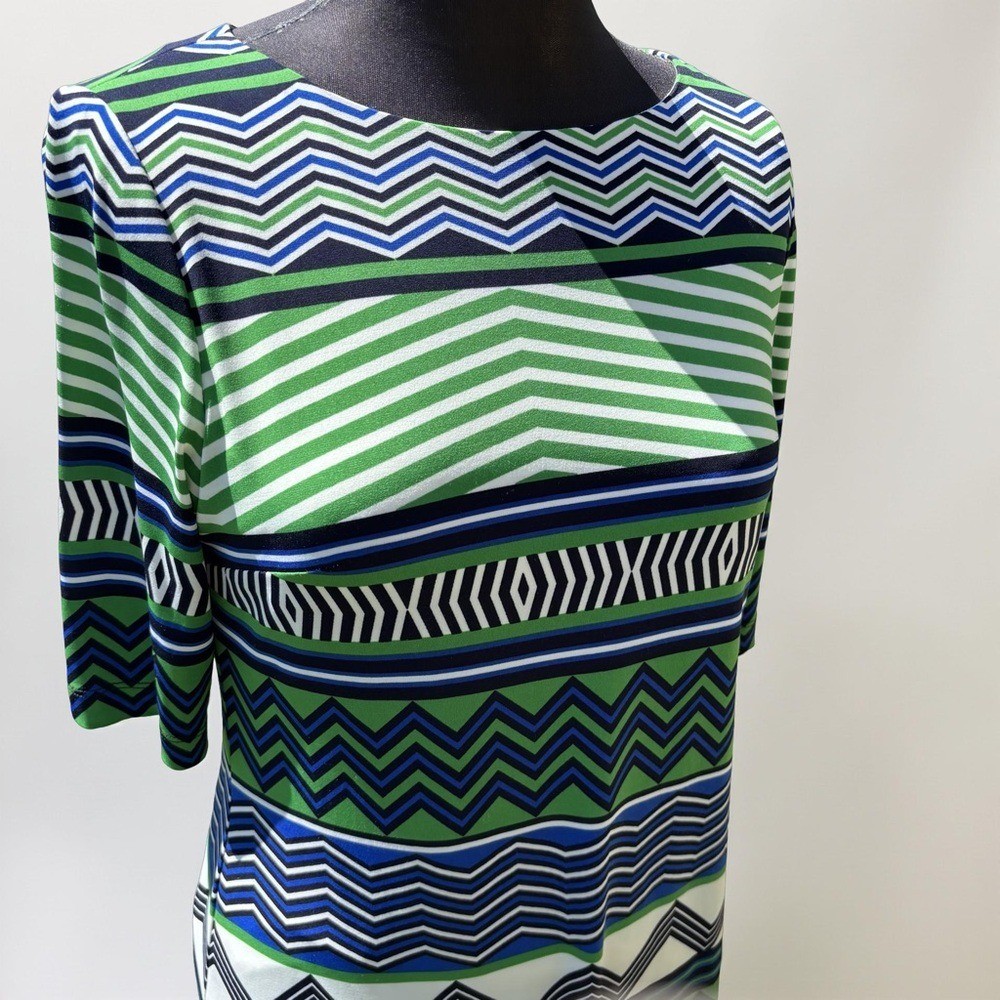 Eliza J 3/4 Sleeve Graphic Pattern Silk Jersey mini Dress Size 8