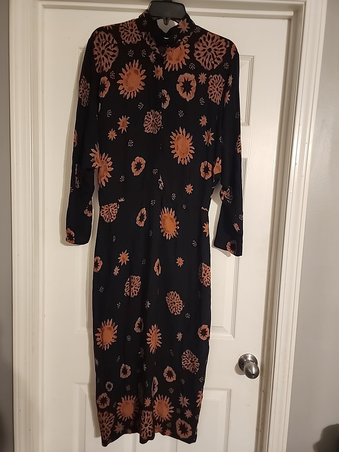 Celestial Hippie Sun & Stars Dress Shear Black Mock Turtle Neck Vintage Festival