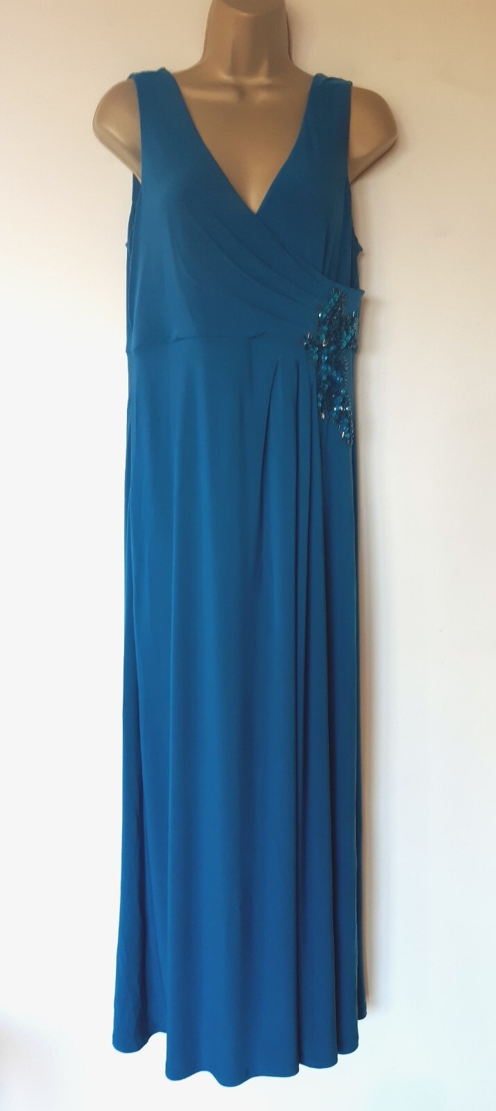 Kaliko Evening Dress Sz 12 Nwot! Peacock Blue Sequins Stretchy Prom Wedding