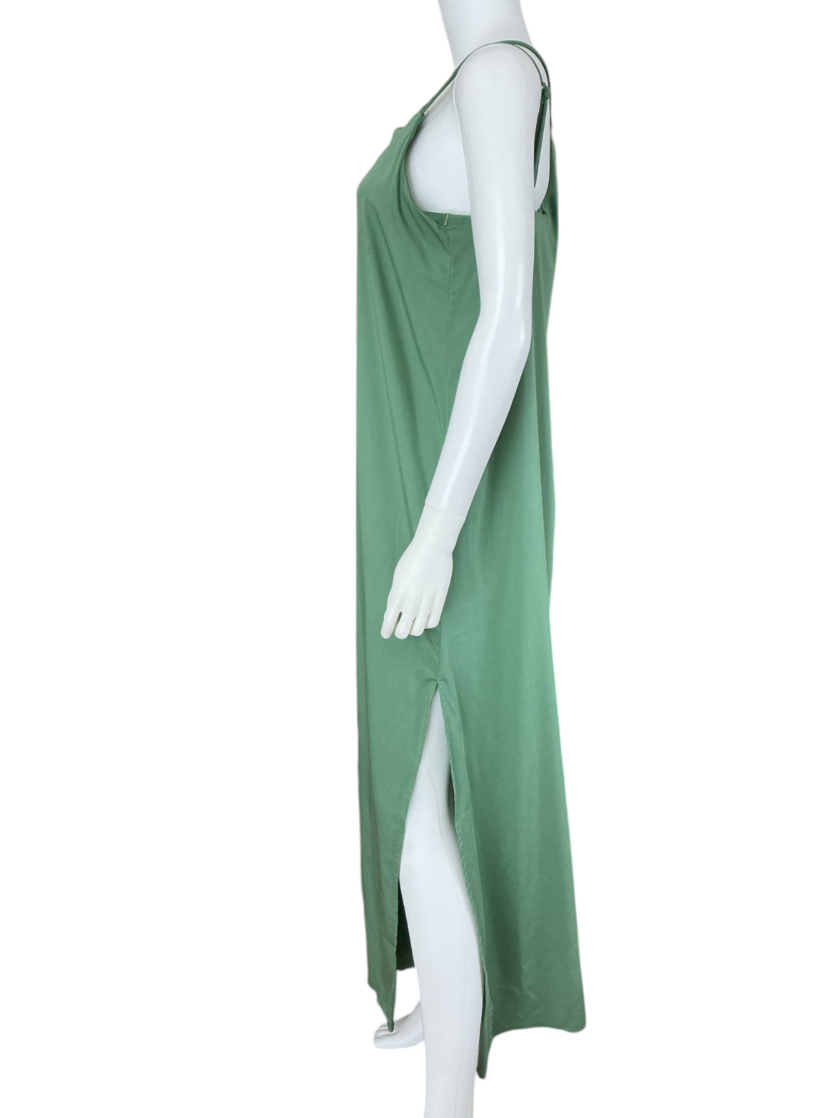 SheBird The Savannah Strappy Maxi Bra Dress Green Bamboo Blend sz 4 Slit Pockets
