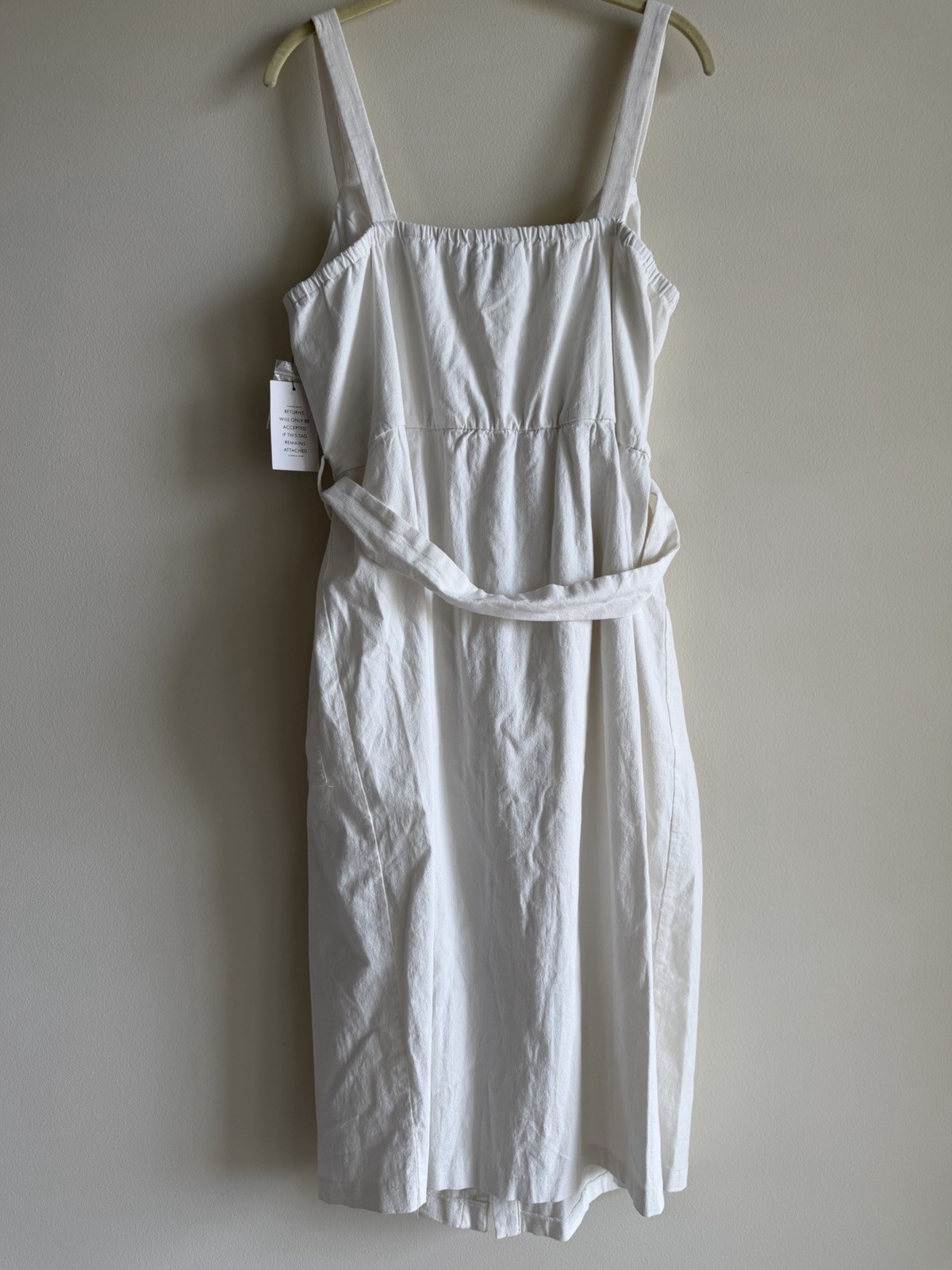 NWT Eloquii White Button Front Midi Dress Belted Tortoise Buckle Pockets Size 18
