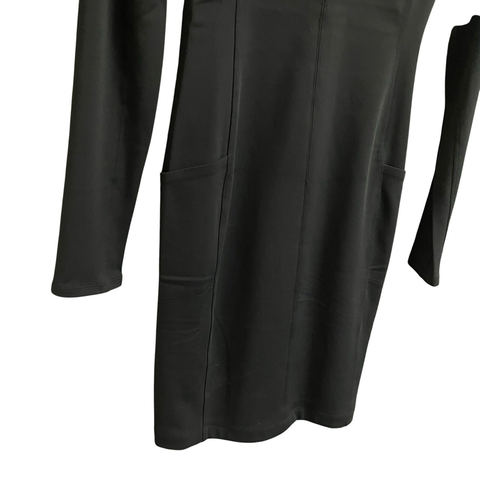 Athleta Spandex Blend Zip Up Front Long Sleeve Delancey Skyline Dress Black XS