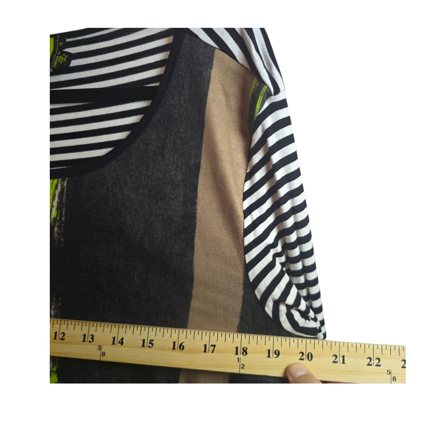 Simon Chang M Smart Clothes Tunic Black Stripe Neon Abstract Long Sleeve Urban