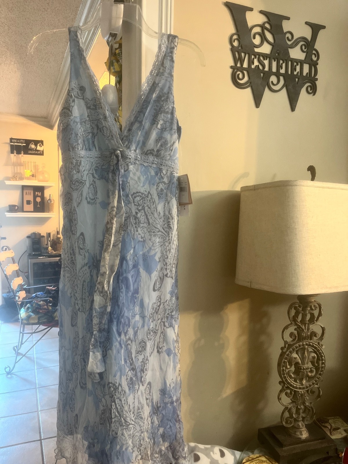 y2k jonathan martin size 4 summer dress blue and gray design
