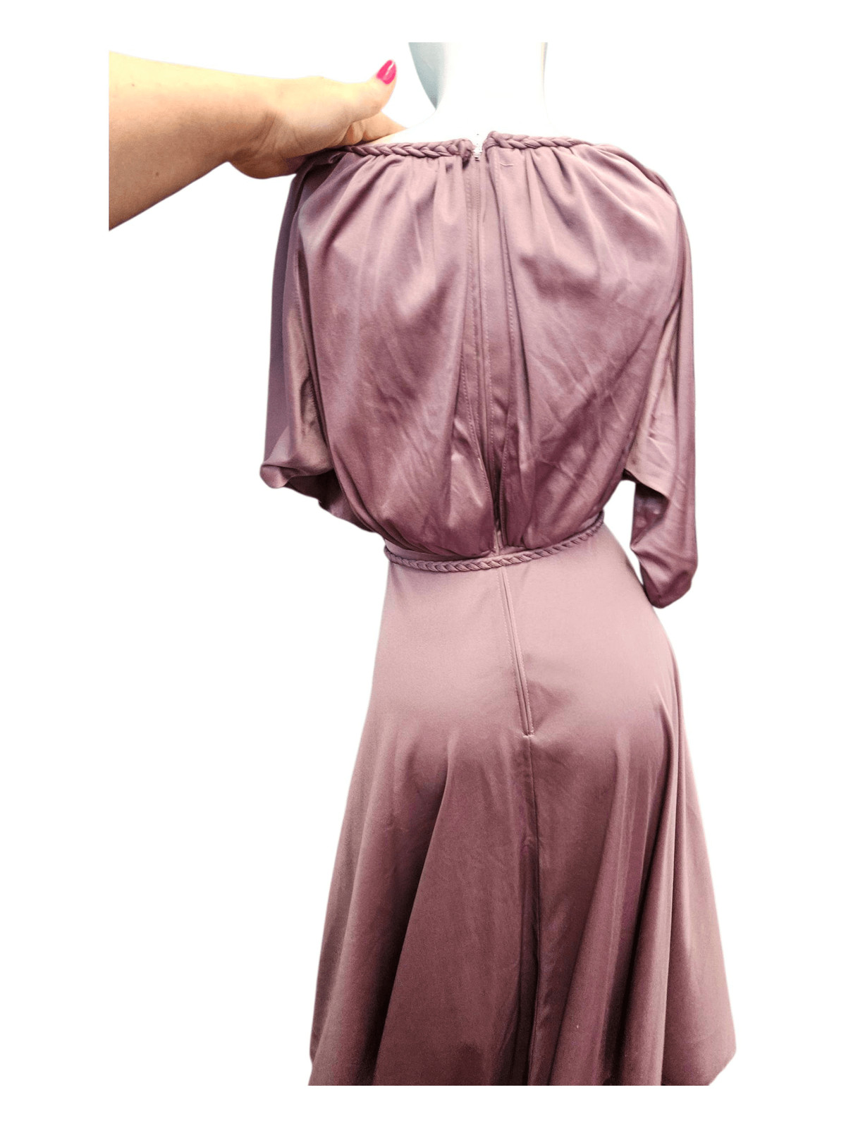 Vintage 70’s Handmade Silky Purple Flair Dress Womens Medium