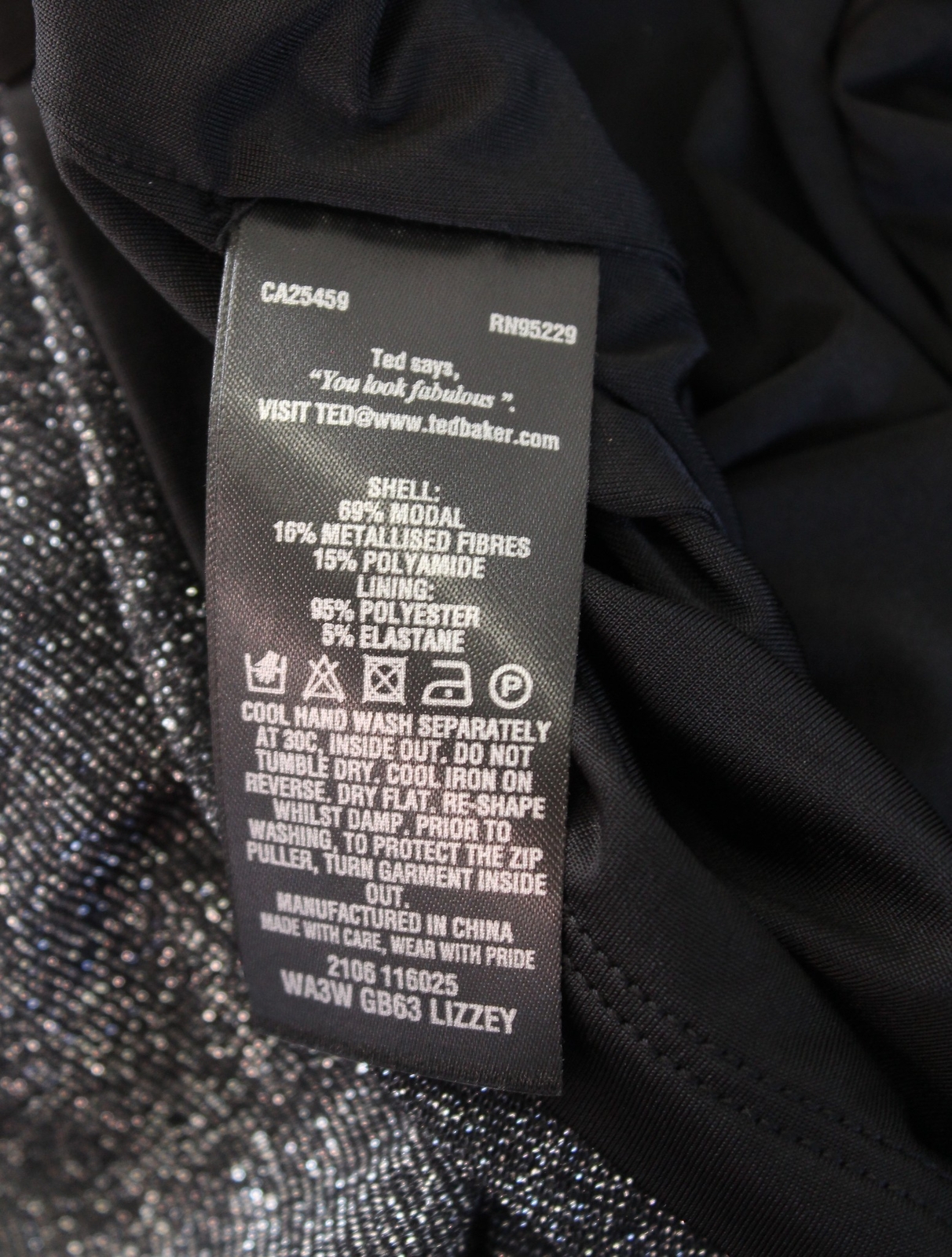 Ted Baker Lizzy Silver Black Metallic Shimmer Twist Cocktail Dress 0 1 US 2 4 ?