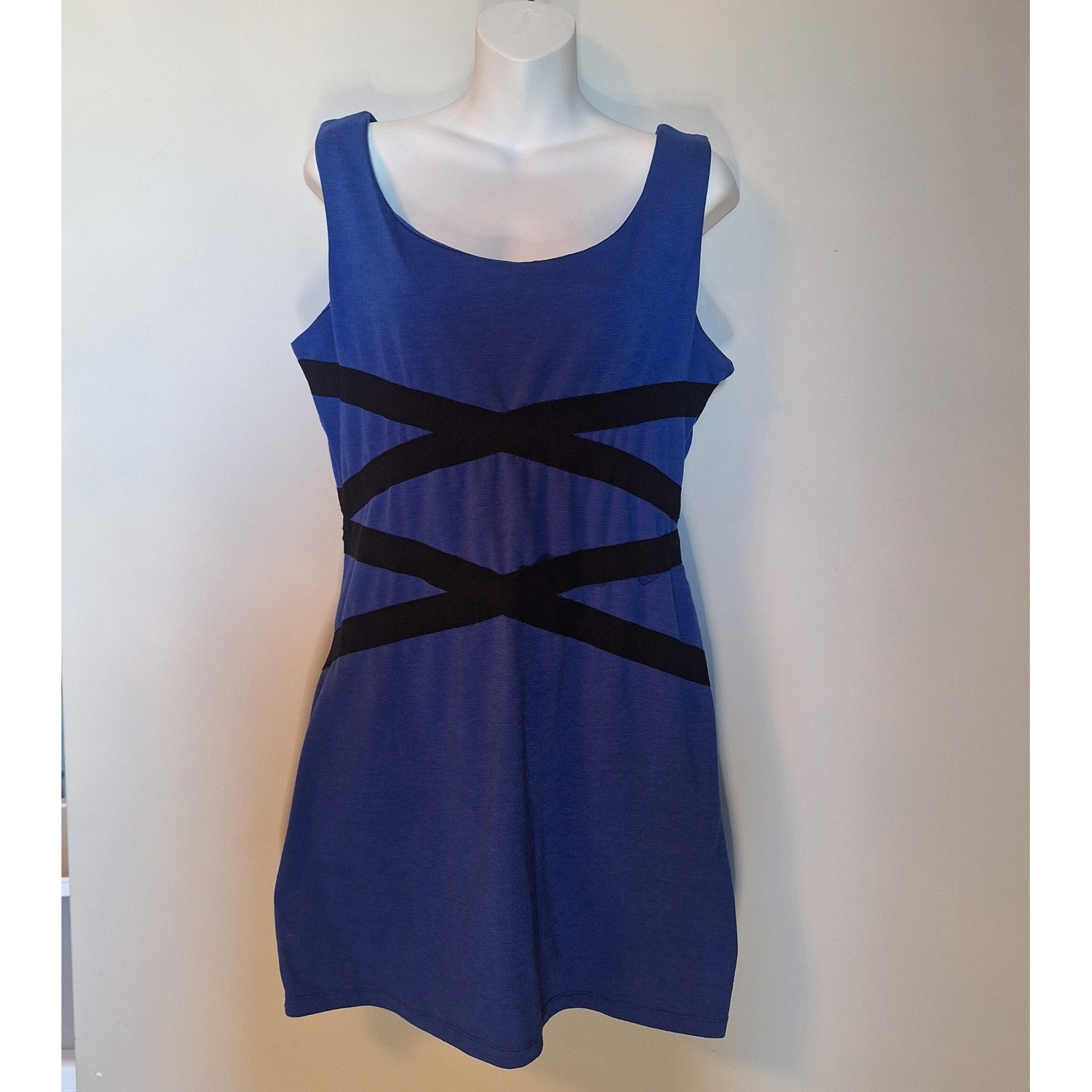 One Clothing Royal Blue Black Bandage Waist Bodycon Party Mini Dress Size XL