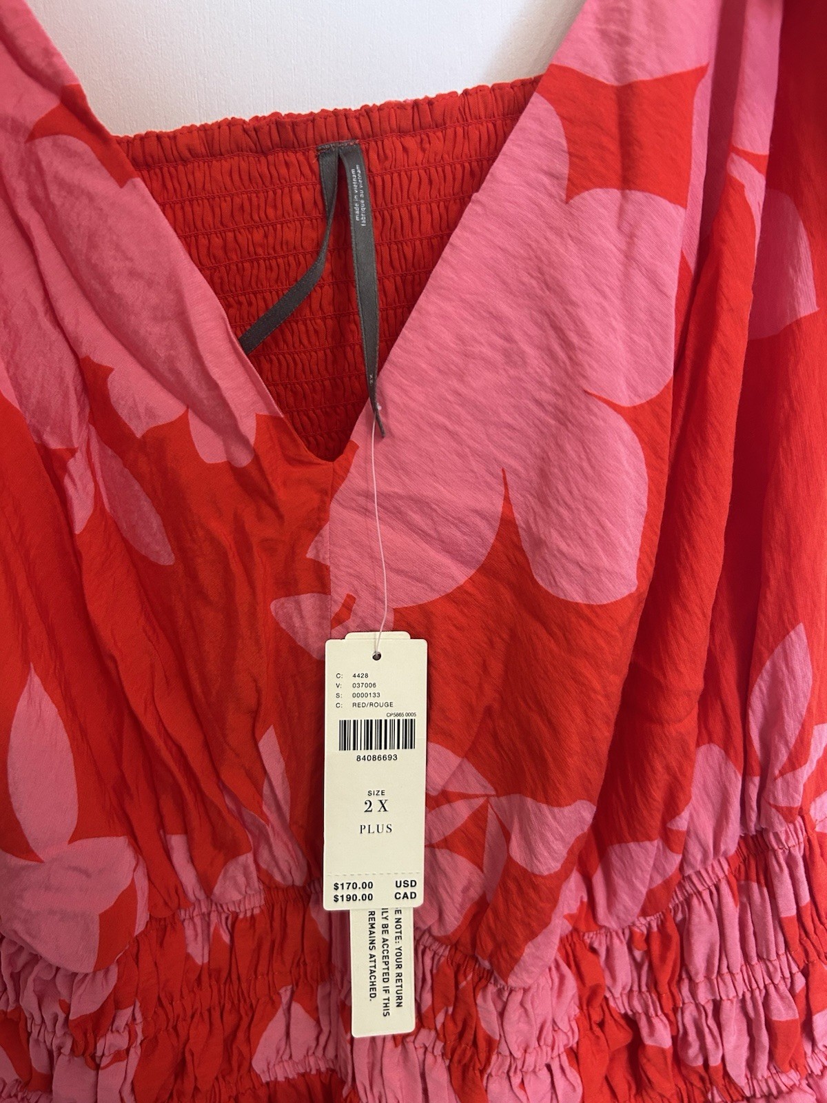 Anthropologie Silver Lake Flutter Sleeve Maxi Dress In Red/Pink Floral 2X NWT
