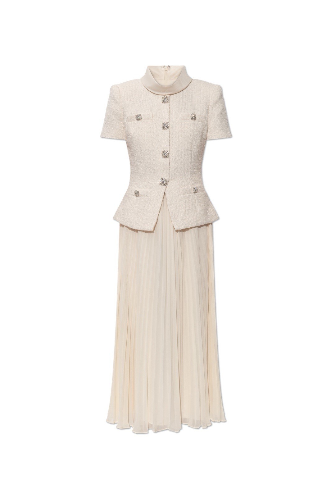 Self portrait CREAM BOUCLE COLLARED MIDI DRESS $ 750 Size US 2 UK 6