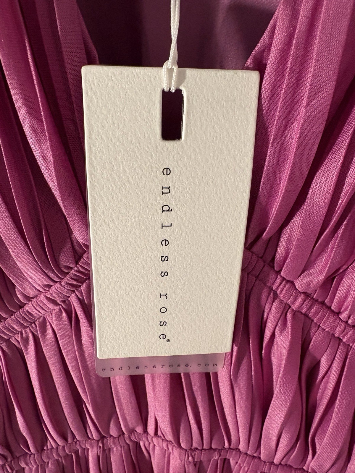 Endless Rose Purple Pleated V-Neck Sleeveless Chiffon A-Line Midi Dress L