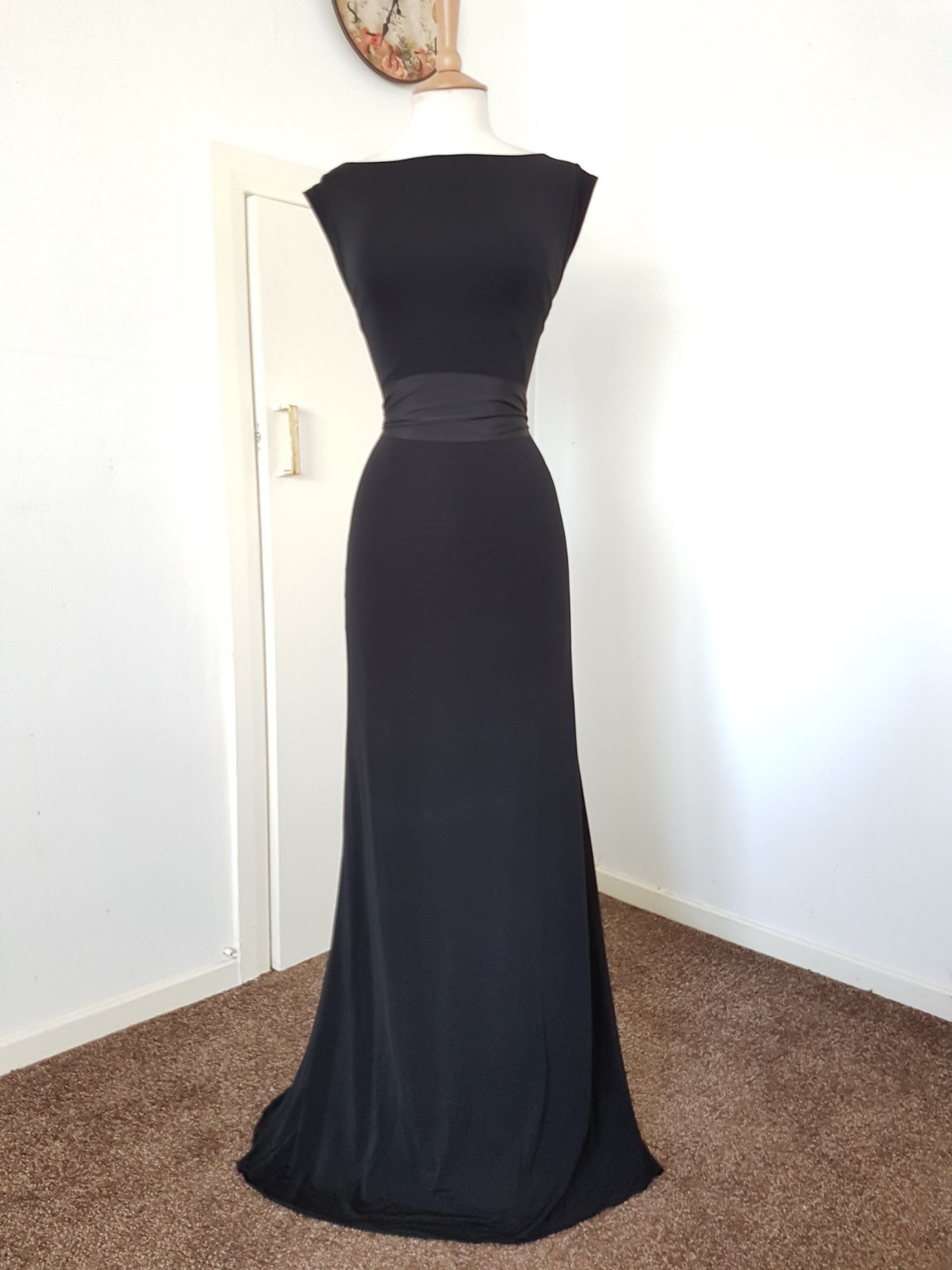 COAST dress size 12 black cowl maxi long evenin grecian Prom party wedding Guest