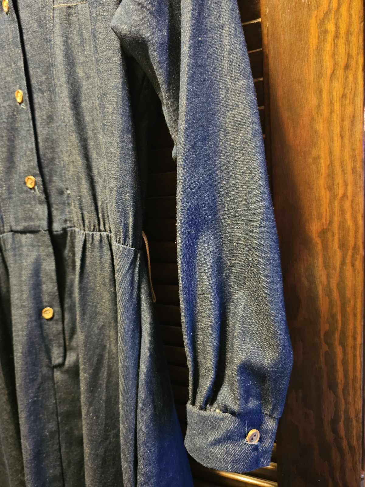 Vintage “EJM Petites” Denim Button Down Collared Dress Size 4, Denim Dress