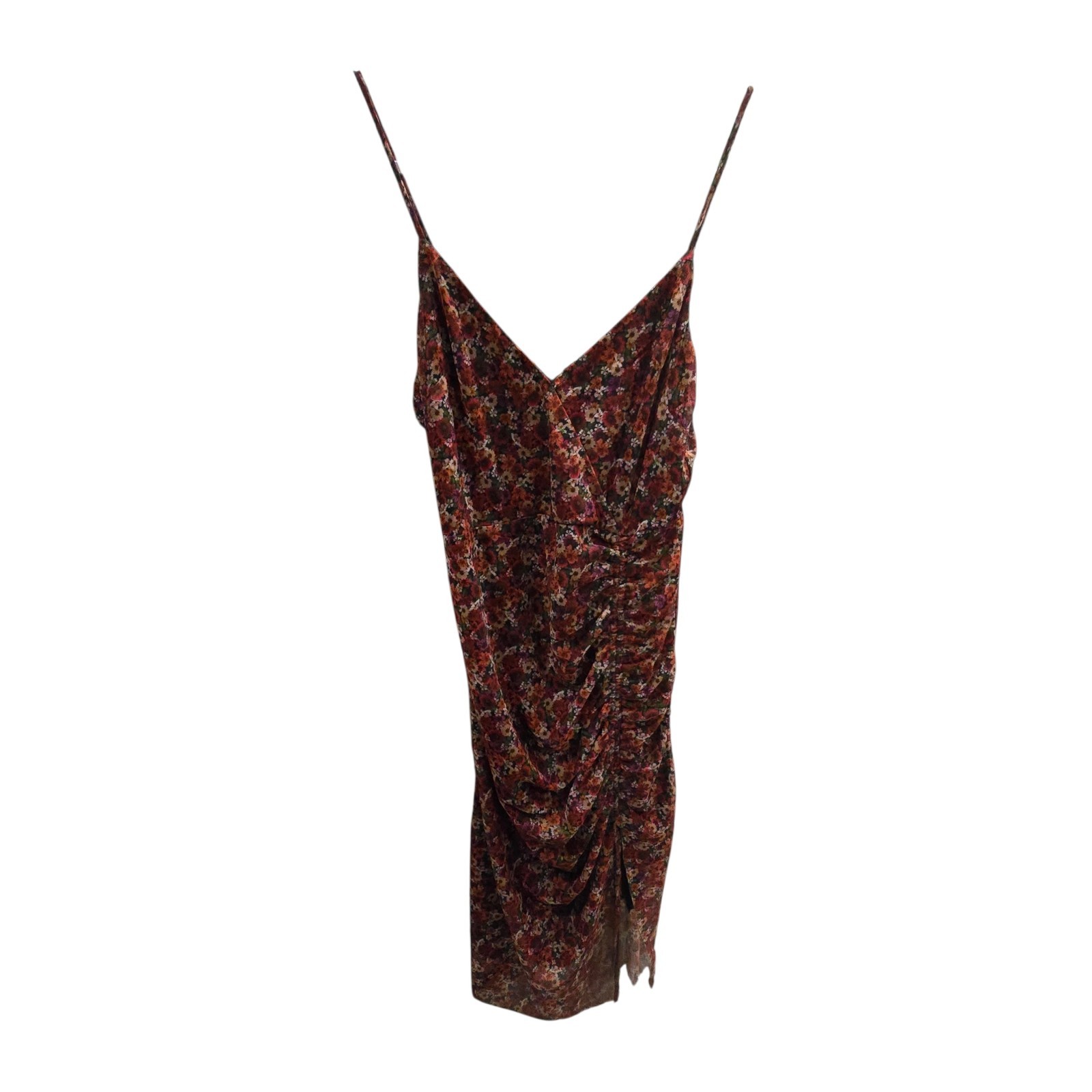 BCBGeneration Floral Mesh Ruched Midi Dress Size 6 Y2K Date Night