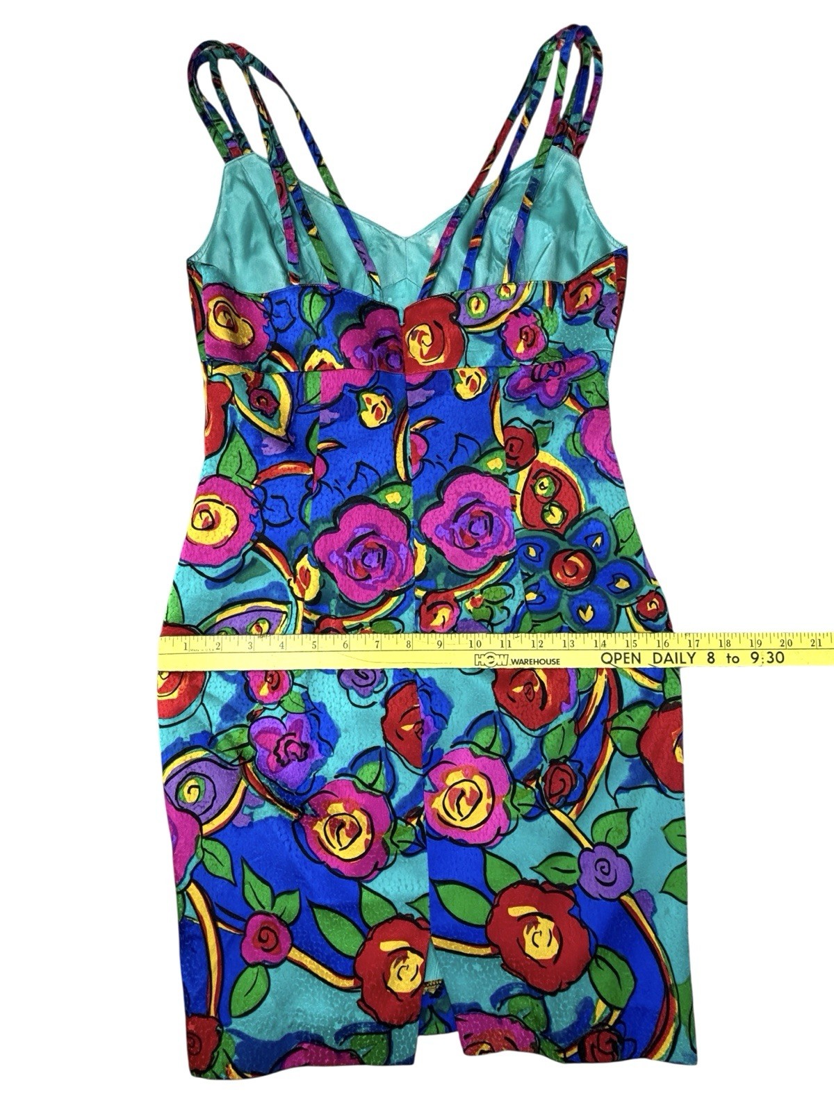 Vintage A.J. Bari 100% Silk Multicolor Floral Sleeveless Mini Dress Short Small