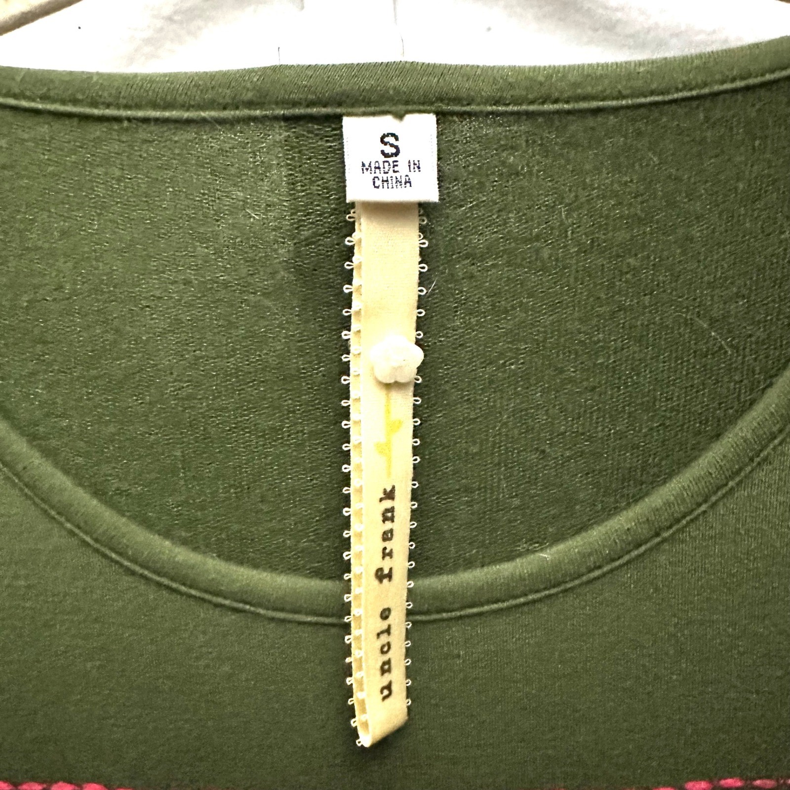 Uncle Frank Embroidered Bell Sleeve Boho Knit Dress S Small Olive Green