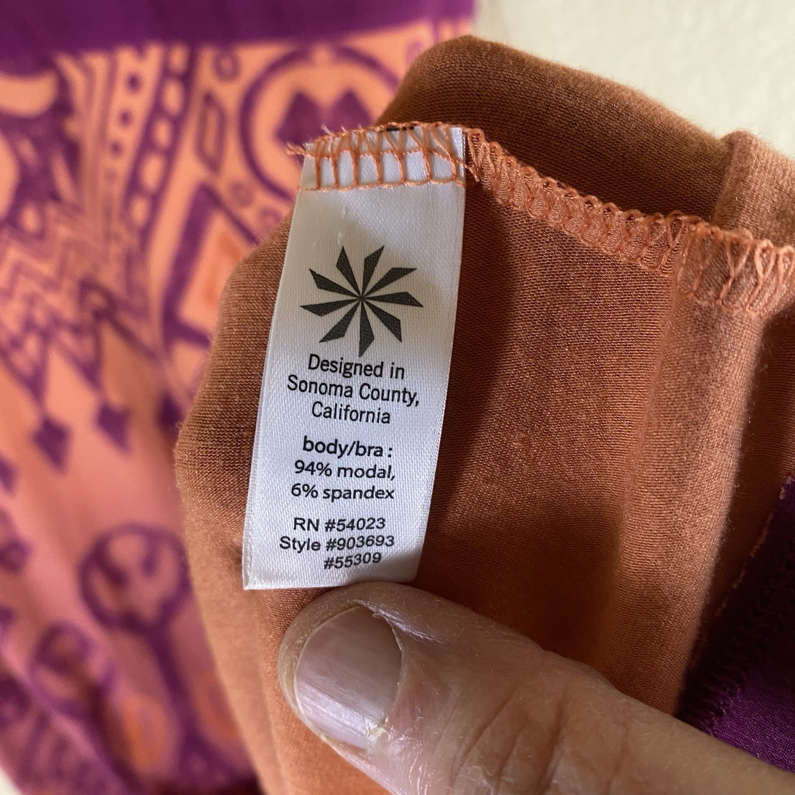 Athleta Orange and Purple Tribal Print Size Small Pullover Stretch Sun Dress