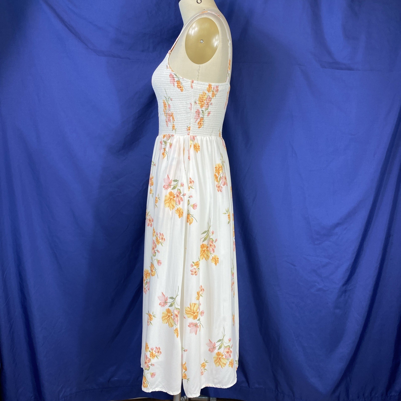 Old Navy Cami Smocked Floral MIDI Sundress Lined Pockets Cottagecore Sz M