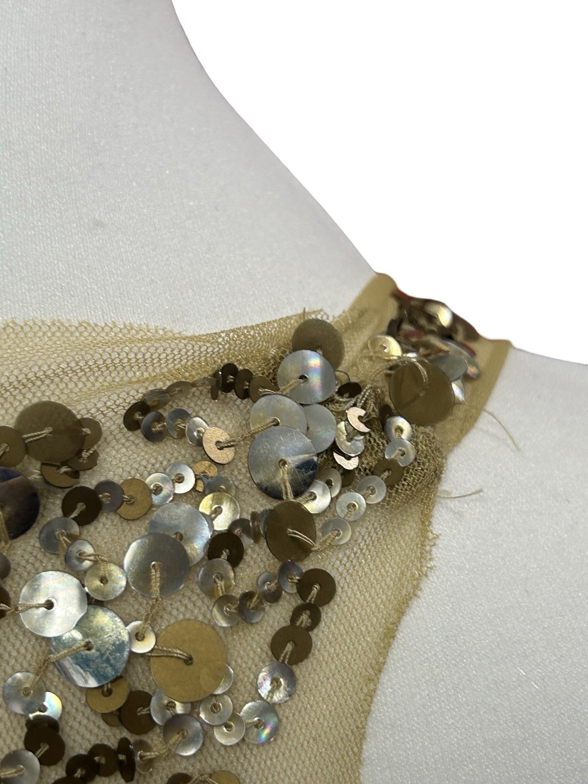 Arden B Gold Sequin Sheer Mesh Mini Dress XS S Party Glam Y2K Club Going Out