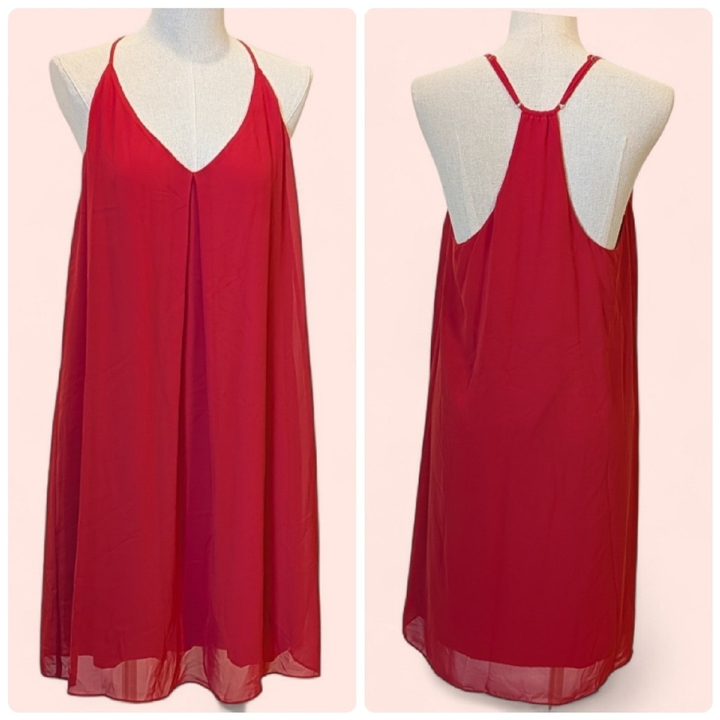 Gianni Bini Red Trapeze Mini Adj Spaghetti Strap Tomato Girl Surfer Girl Women M
