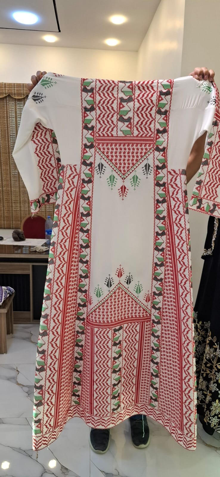Authentic Palestinian Thobe – Machine Embroidered Tatreez Dress