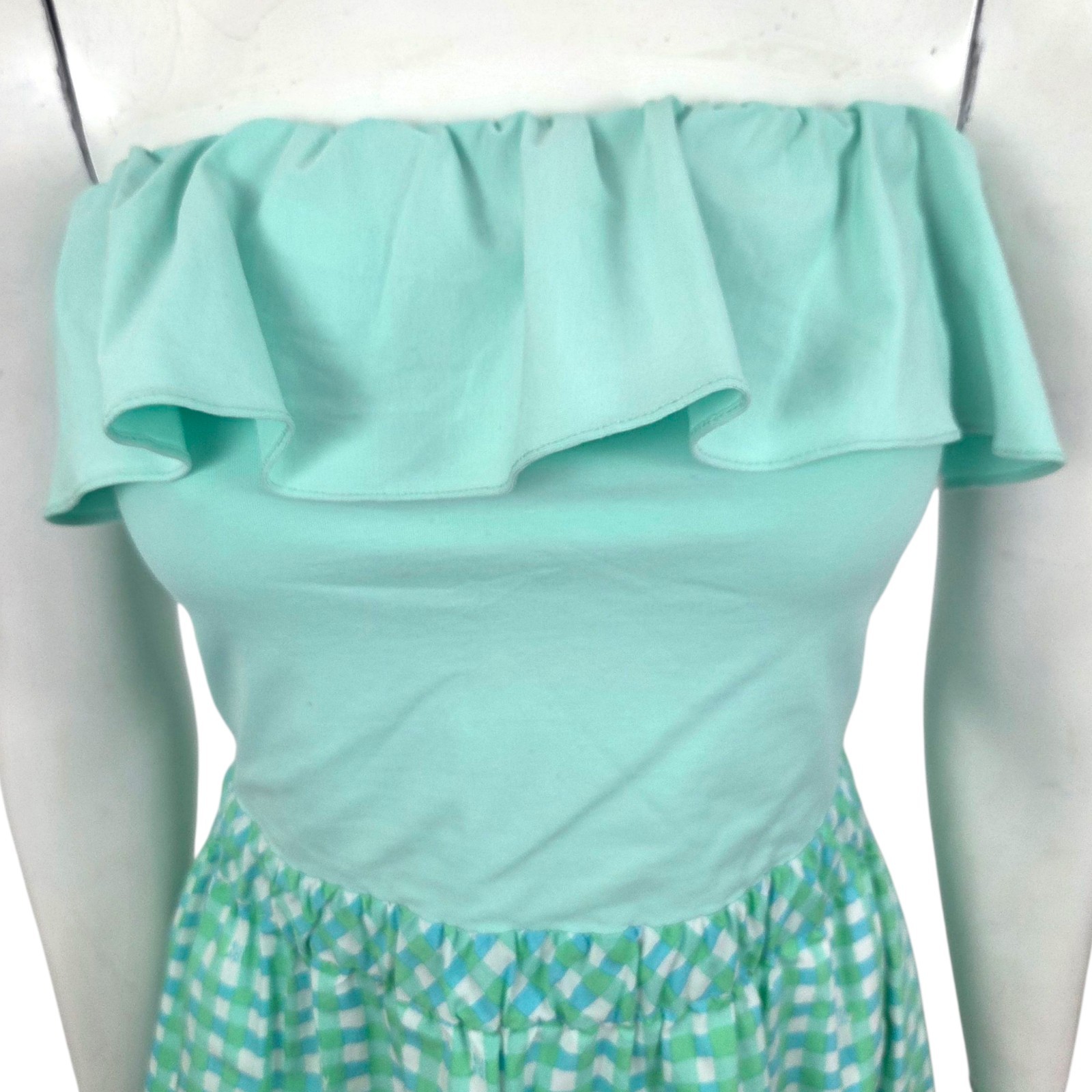 Lilly Pulitzer Strapless Ruffle Gingham Mini Dress Womens Medium Cottagecore